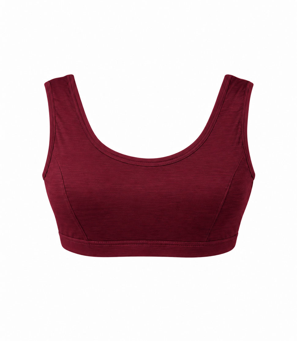 100% natural Silkspun FlexiBra in Bordeaux red