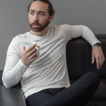 Men's Silkspun Long Sleeve Crew in Natural White