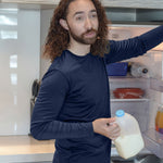 Men's Silkspun Long Sleeve Crew in Navy blue