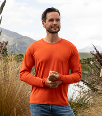 Men's Silkspun Long Sleeve Crew in Orange Blaze