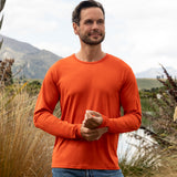 Men's Silkspun Long Sleeve Crew - Clearance; Orange Blaze size XL