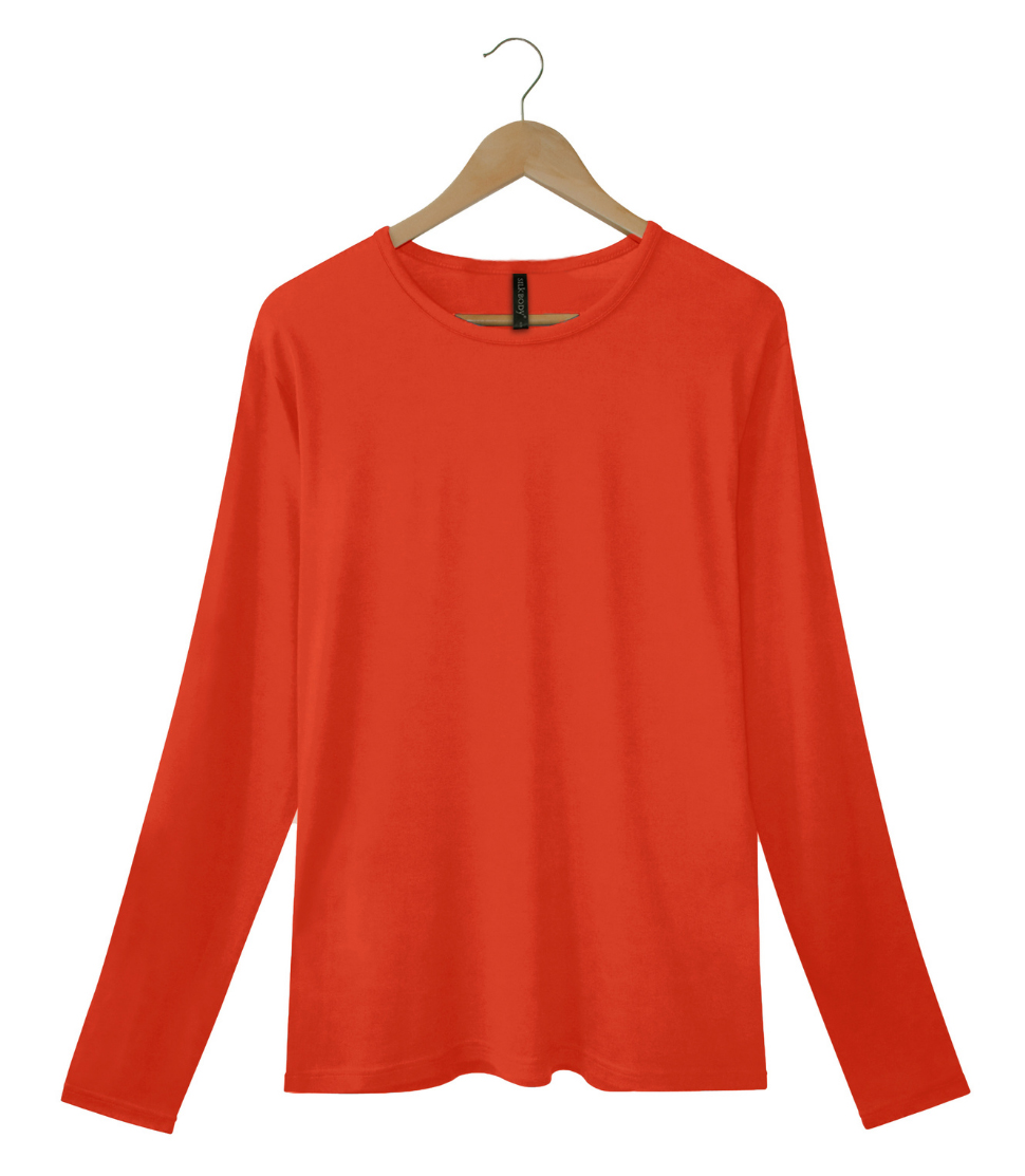 Men's Silkspun Long Sleeve Crew - Clearance; Orange Blaze size XL