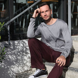 Men's Silkspun Long Sleeve Crew - Clearance; Perfect Grey Size XL & XXL