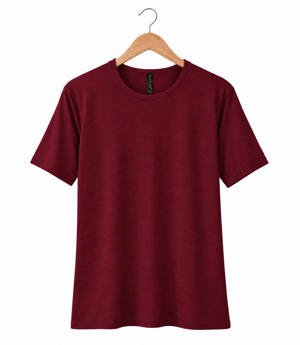 Men's Silkspun Short Sleeved Crew in Bordeaux Red
