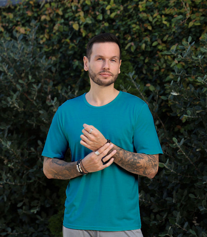 Men's Silkspun Short Sleeve Crew in Electric Blue