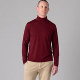 Men's Silkspun Polo Neck in Bordeaux red