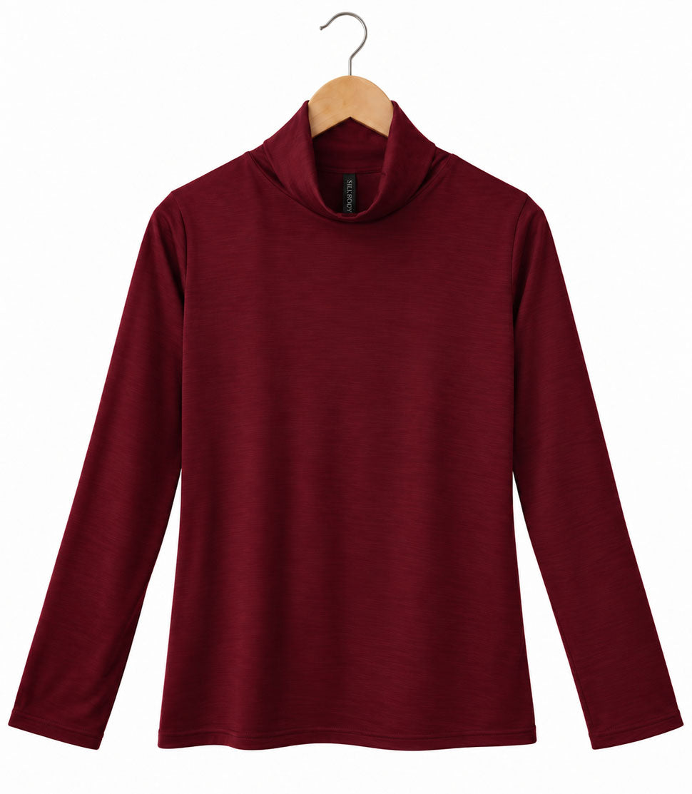 Men's Silkspun Polo Neck in Bordeaux Red
