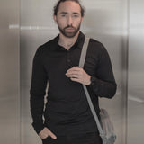 Men's Silkspun Long Sleeve Polo Shirt available in Black or Bordeaux red