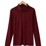 Men's Long Sleeve Polo Shirt in Bordeaux Red