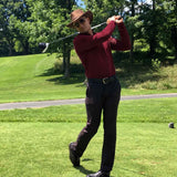 Men's Silkspun Long Sleeve Polo Shirt available in Bordeaux red or Black