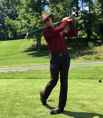 Men's Silkspun Long Sleeve Polo Shirt available in Bordeaux red or Black