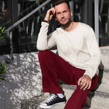 Men's 100% natural Silkspun Lounge Pants in Bordeaux red