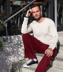 Men's 100% natural Silkspun Lounge Pants in Bordeaux red