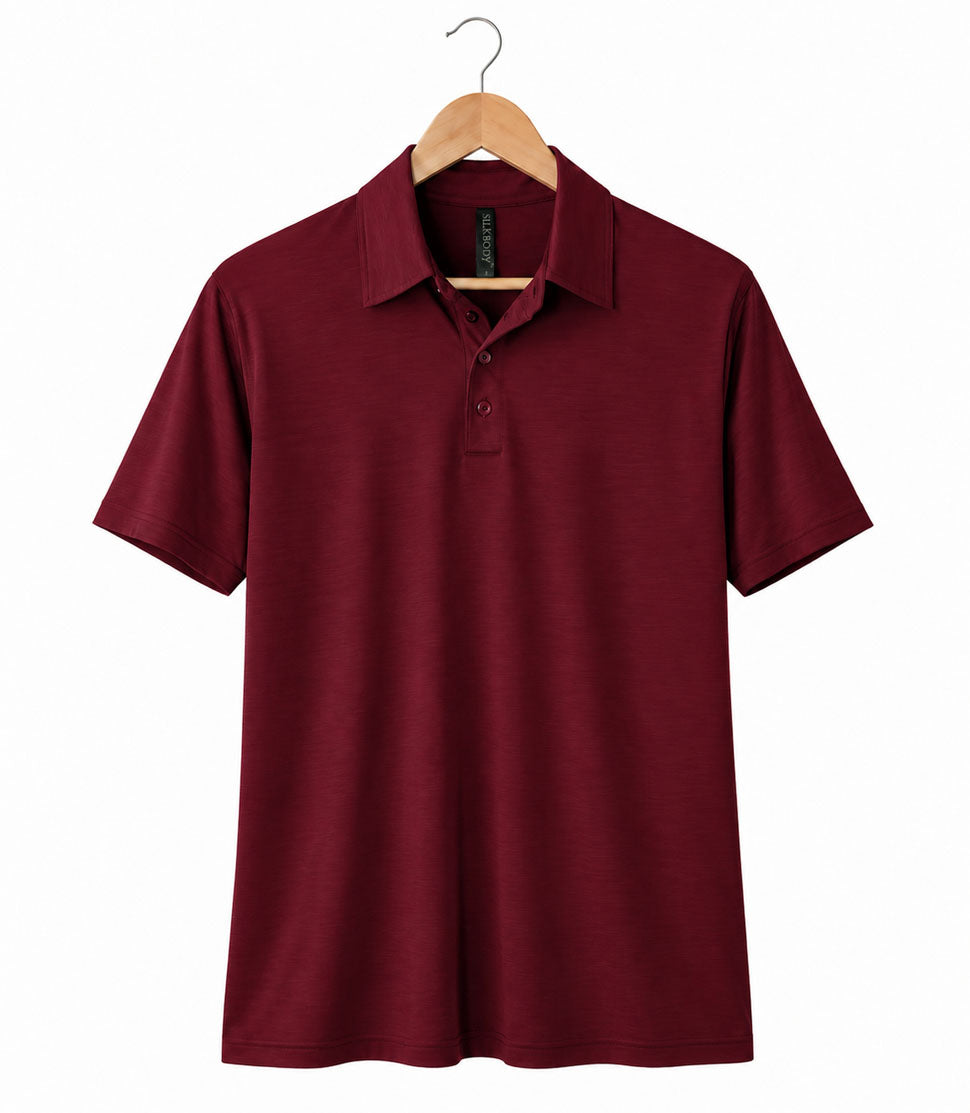 Men's Silkspun Short Sleeve Polo in Bordeaux Red