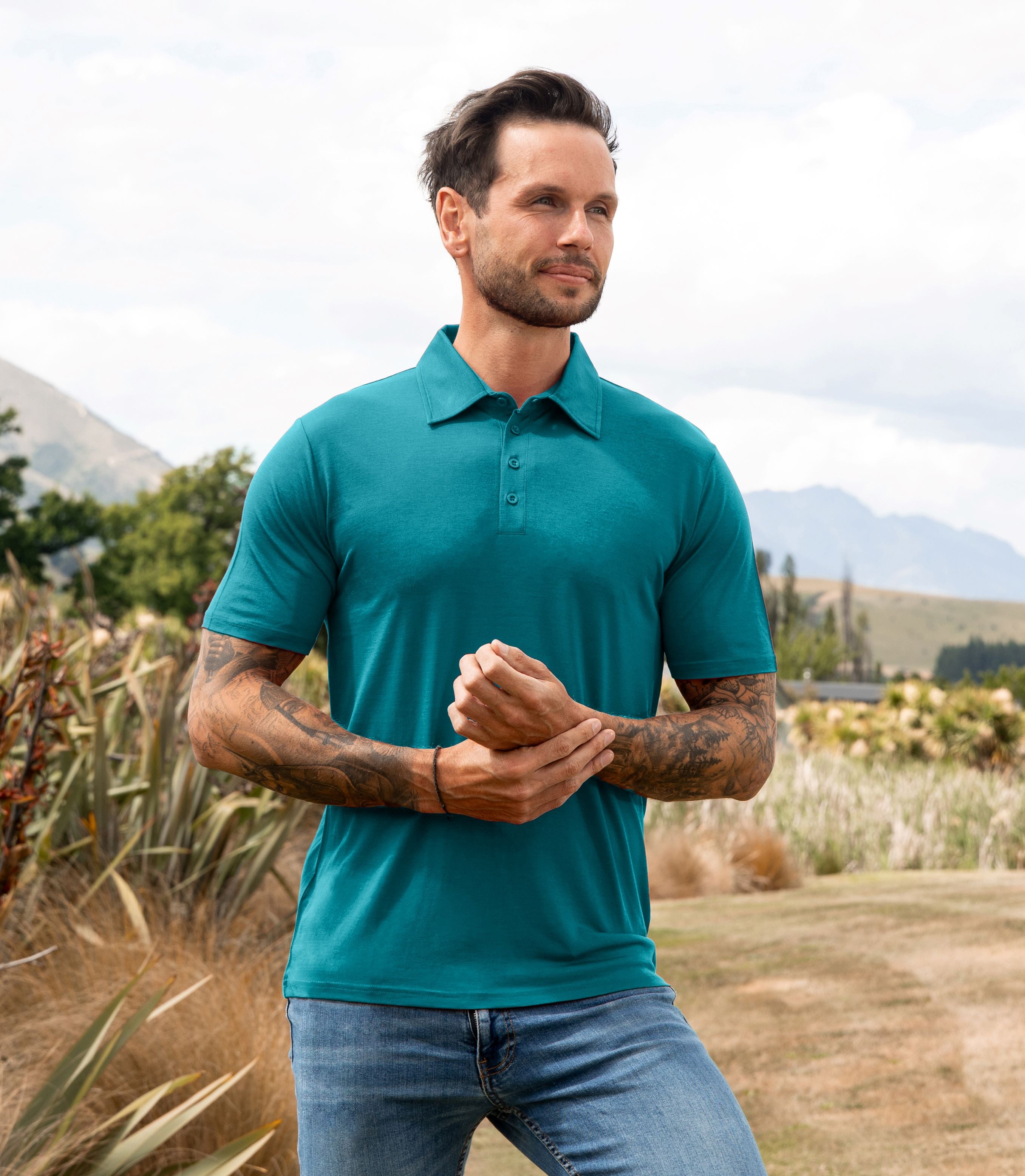 Men's Short Sleeve Polo in Electric Blue