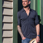 Model wearing Men's Silkspun Travel Shirt