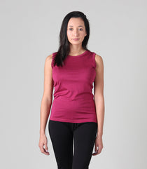 Silkspun Sleeveless Crew in Mulberry pink 