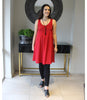 Float-cut Dancing Dress in Sunset Red  paired with Women's Silkspun Pleated Leggings 