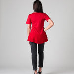 Women's Silkspun/Crepe-de-Chine Layered Top in Sunset Red
