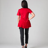 Women's Silkspun/Crepe-de-Chine Layered Top in Sunset Red