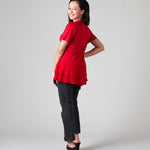 Silkspun and pure silk Layered Top in Sunset red