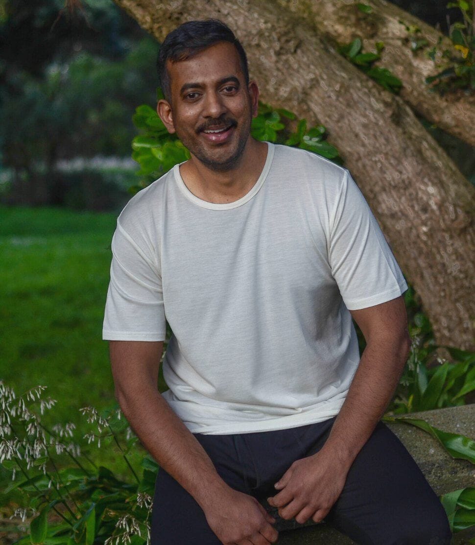 Men's 100% Pure Silk Short Sleeve Crew in Natural White