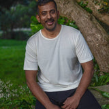 Men's 100% Pure Silk Short Sleeve Crew in Natural White