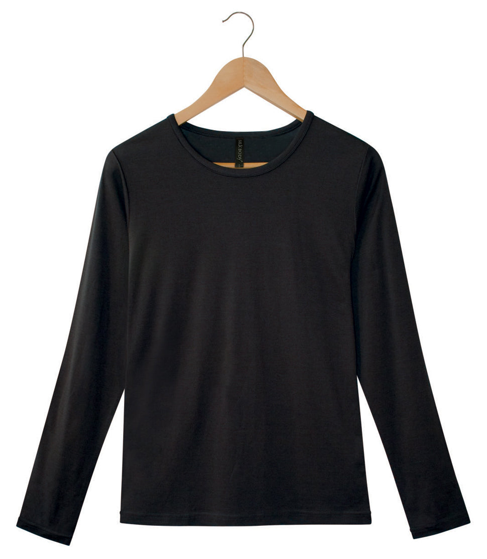 Men's Silkspun Long Sleeve Crew in Black