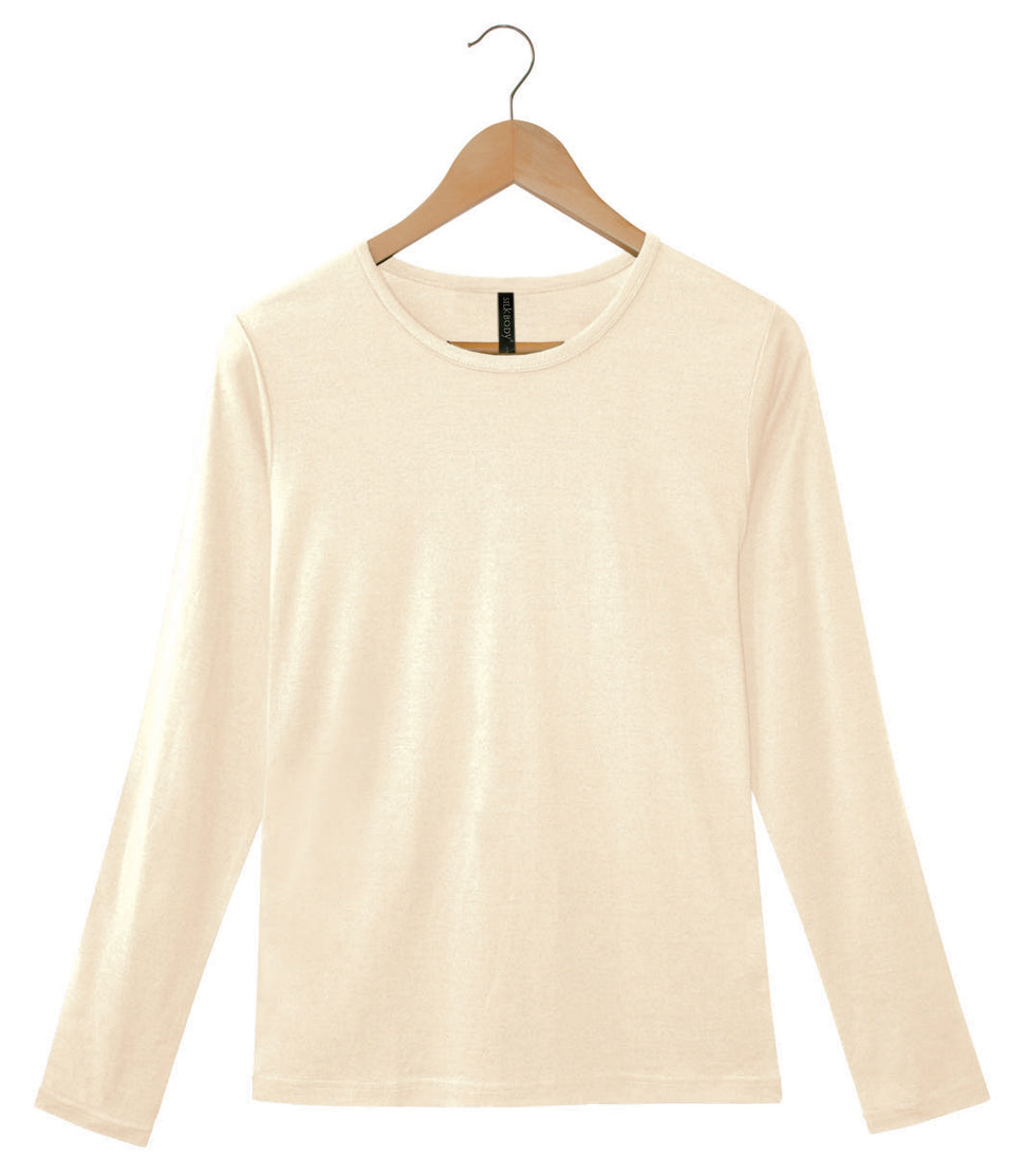 Men's Silkspun Long Sleeve Crew in Natural White