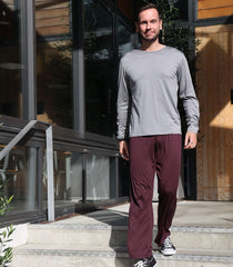 Men's Silkspun Lounge Pants in Port Royale with a Long Sleeved Crew in Perfect Grey