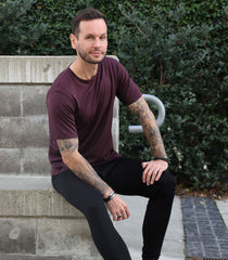 Men's Silkspun Short Sleeve Crew in Port Royale on model