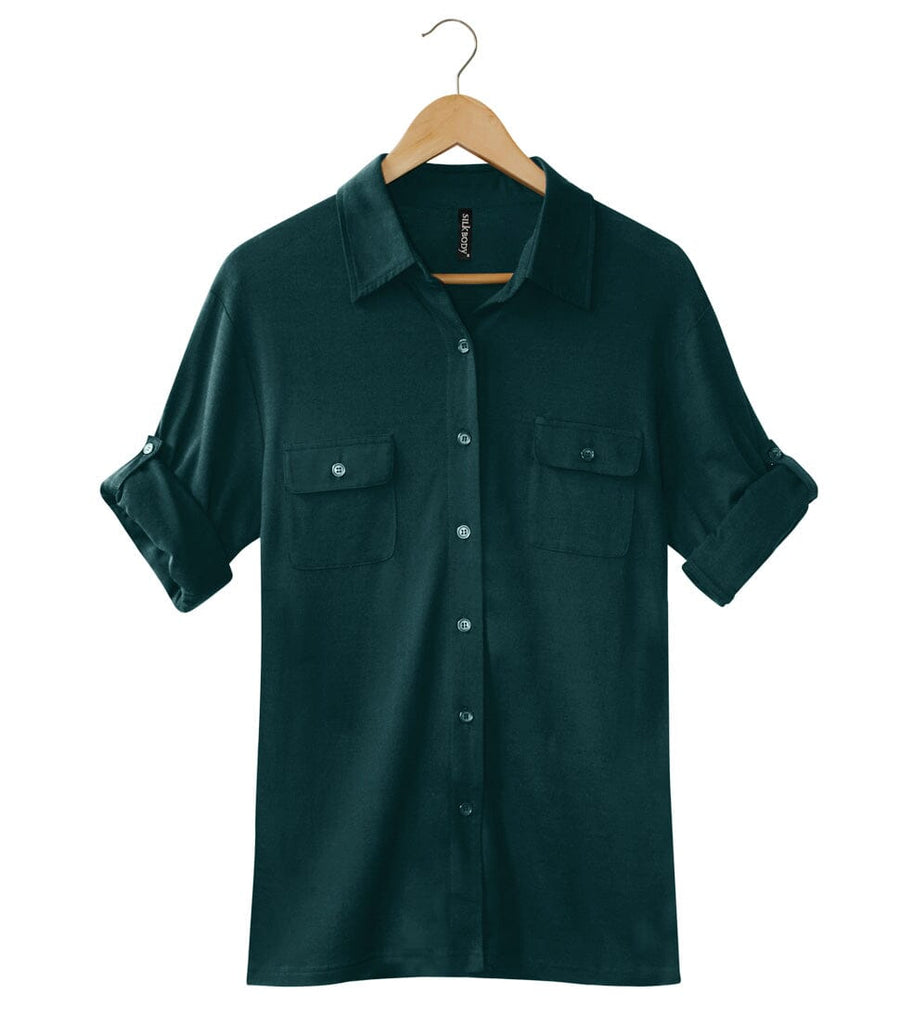  Men's Silkspun Travel Shirt in Deep Sea Green