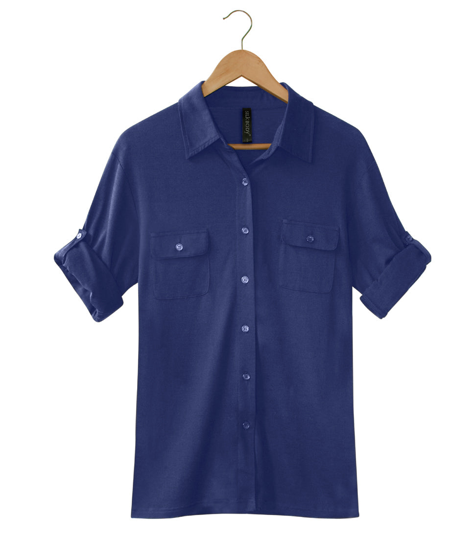  Men's Silkspun Travel Shirt in Navy