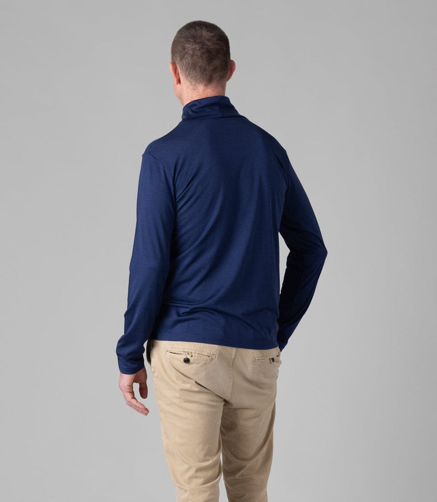 Men's Silkspun Polo Neck in Navy blue