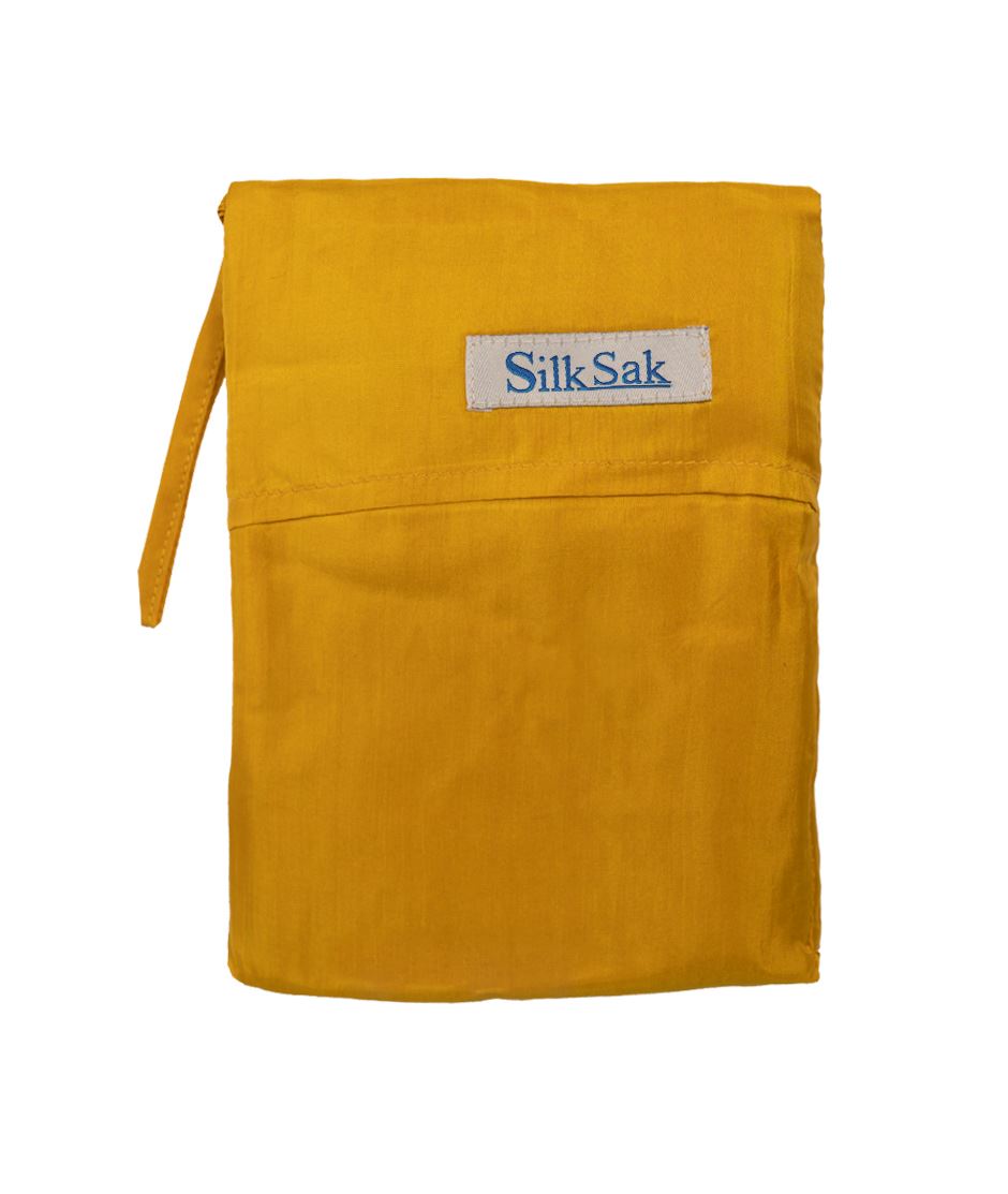 100% Silk Sleeping Bag Liner with slot for Pillow in Gold