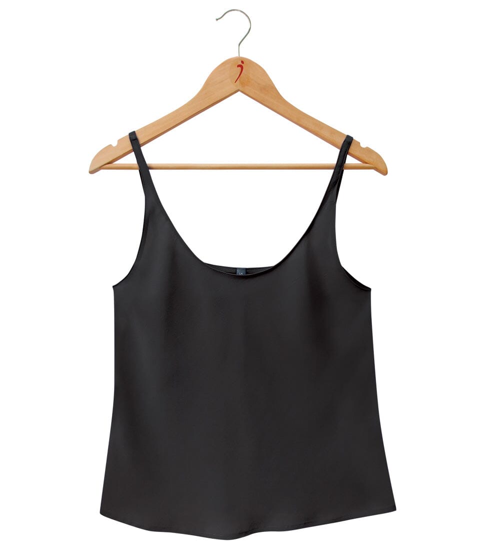 100% Pure Silk Crepe-de-Chine Camisole in Black