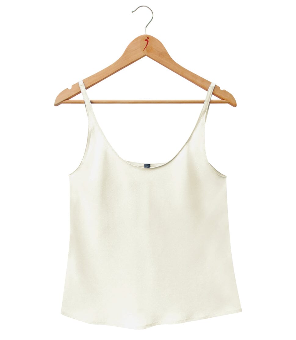 100% Pure Silk Crepe-de-Chine Camisole in Natural White