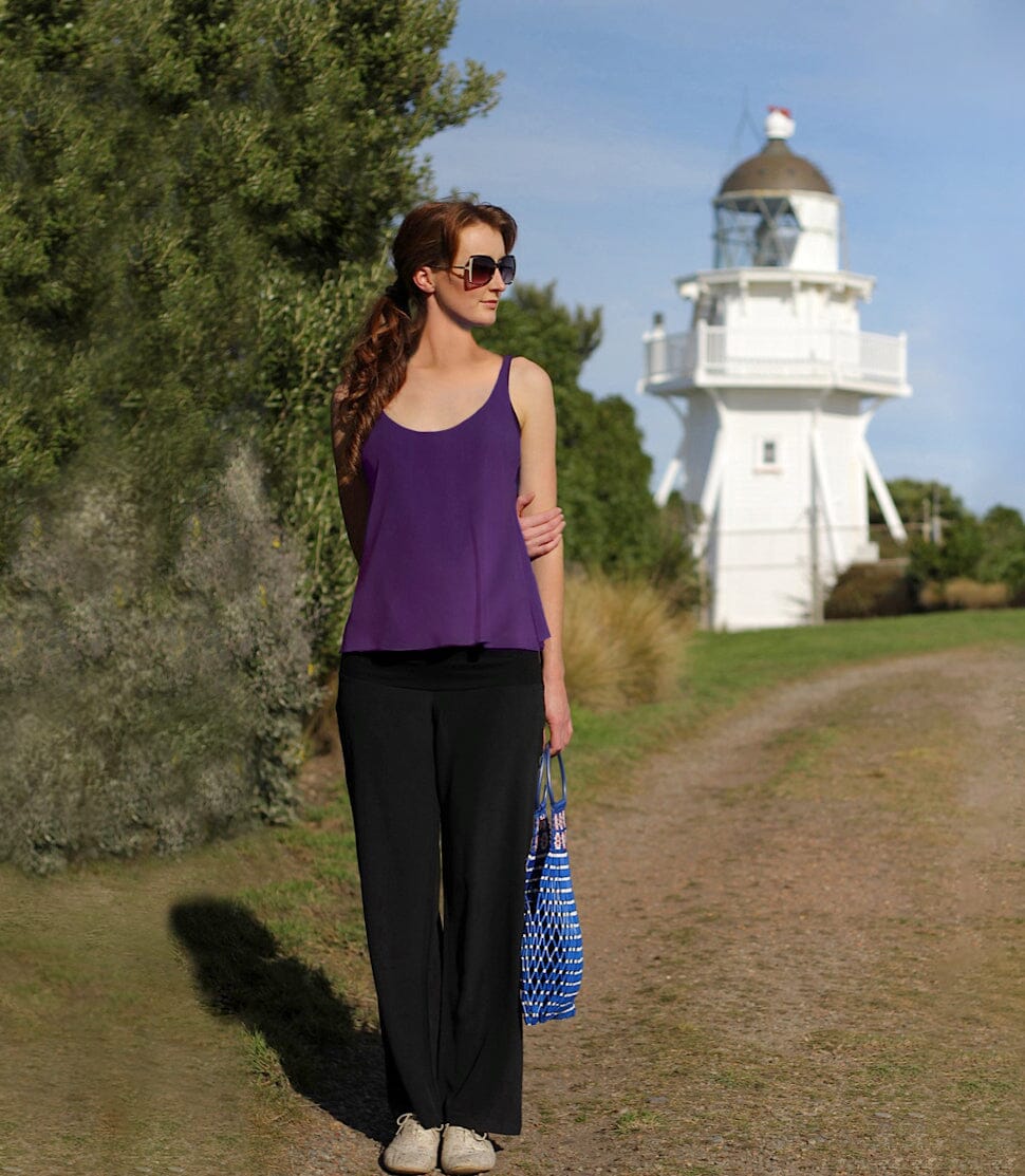 100% Pure Silk Crepe-de-Chine Camisole in Damson Purple
