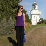 100% Pure Silk Crepe-de-Chine Camisole in Damson Purple