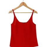 100% Pure Silk Crepe-de-Chine Camisole in Sunset Red