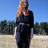 Women's 100% Pure Silk Crepe-de-Chine Shirt in Black; Clearance