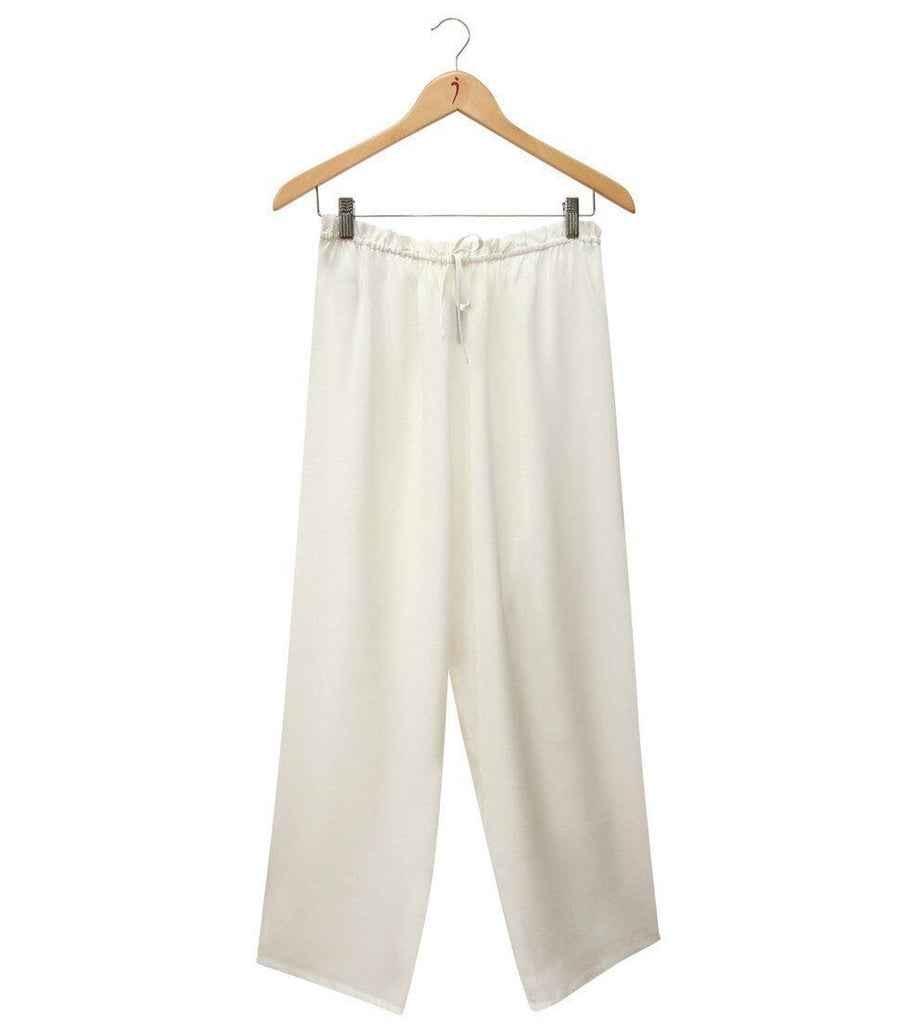 Women's 100% Pure Silk Crepe-de-Chine Pyjama Pant in Natural White