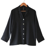 Women's 100% Pure Silk Crepe-de-Chine Pyjama Top in Black