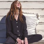 Women's 100% Silk Crepe-de-Chine Pyjama Top in Black