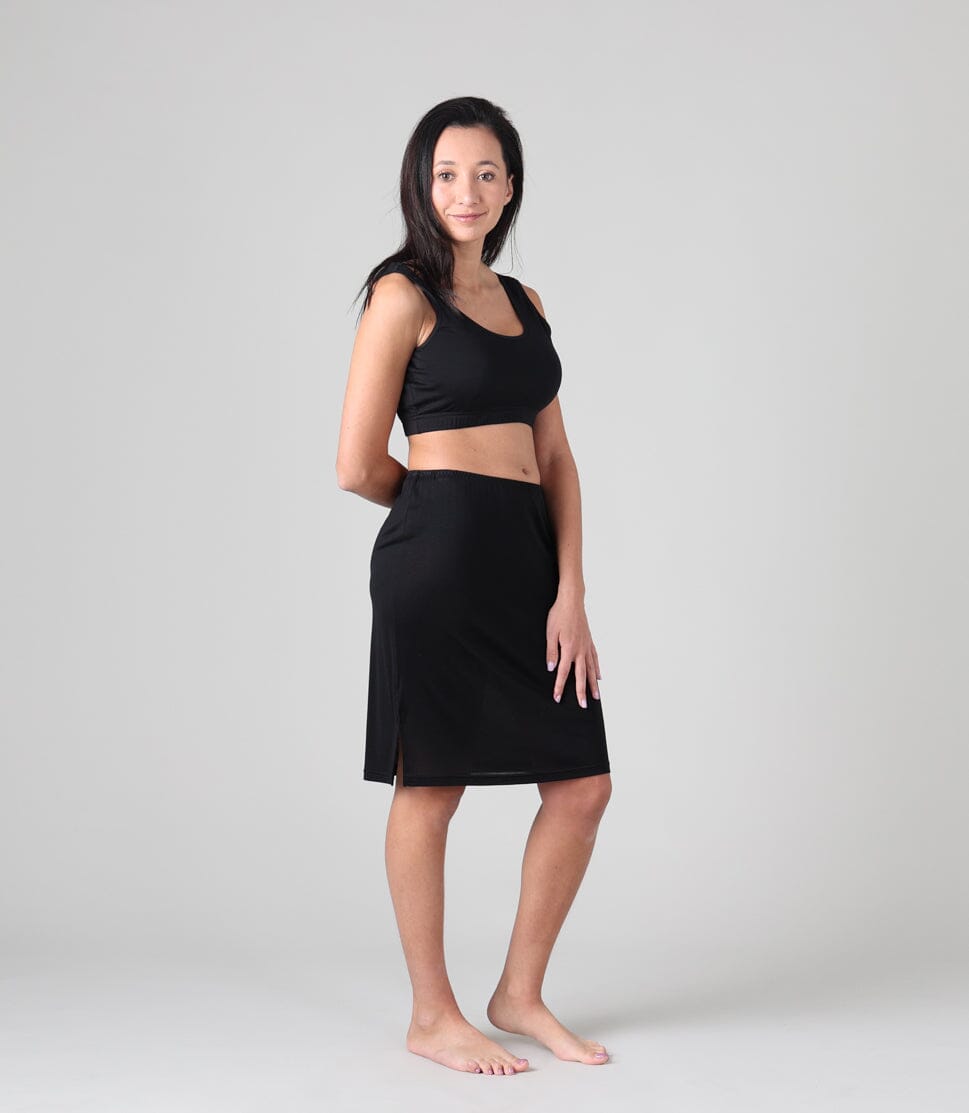 Women's 100% Pure Silk Half Slip in Black