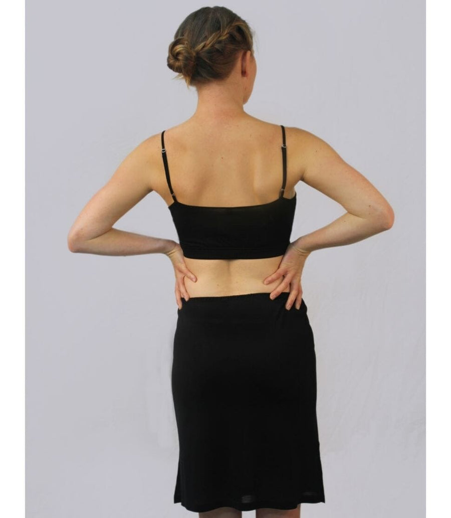 Women's 100% Pure Silk Half Slip in Black