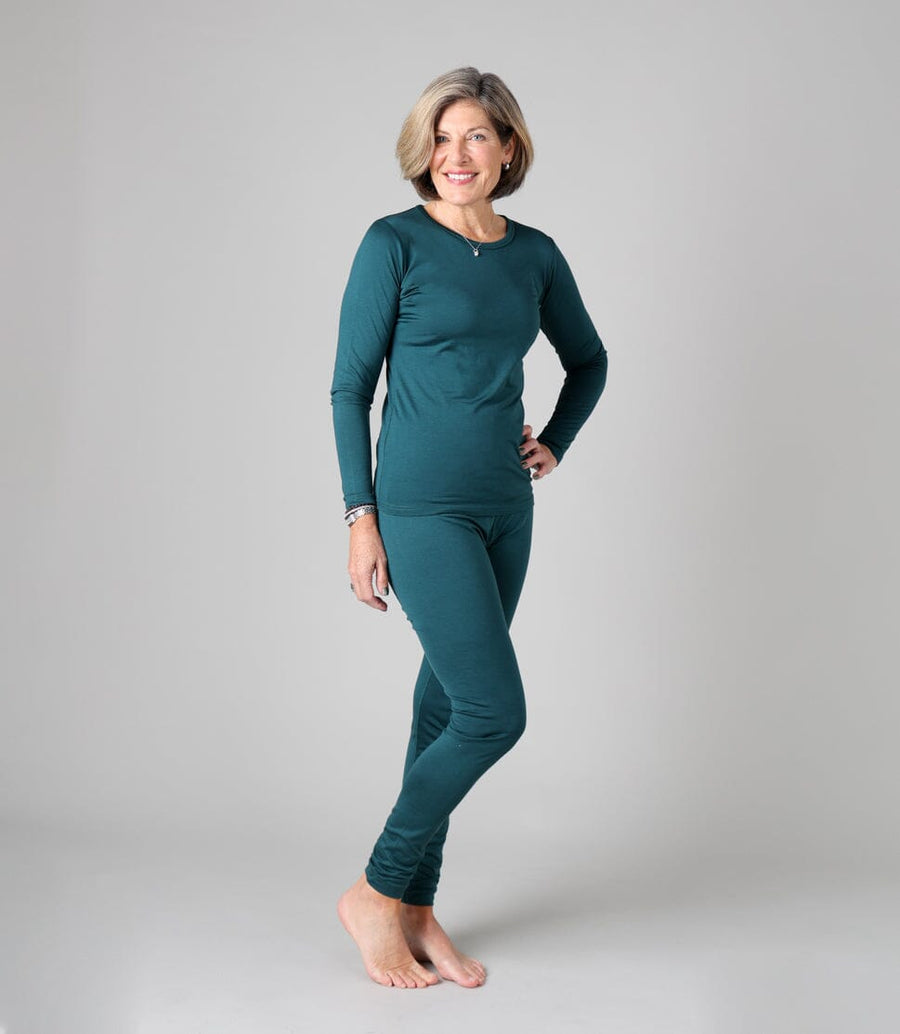 Silkbody Women's 100% Puresilk Legliner in Deep Sea Green