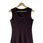 Puresilk Rib Knit Sleeveless Top in Black