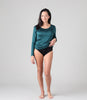 Women's 100% Pure Silk Sheer Long Sleeved Scoop in Deep Sea Green