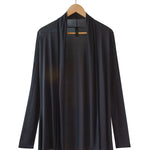 Women's Puresilk Sheer Longline Cardigan in Black